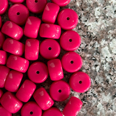 Watermelon Lipstick Pink Acrylic Beads, Circle Round Donut ring 15mm, sale clearance spacer hot pink October diy jewelry necklace