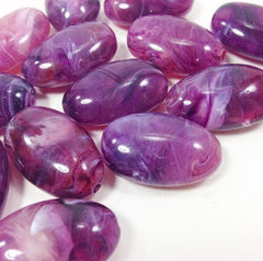 Gorgeous Dark Purple Swirl acrylic beads - chunky craft supplies for jewelry making, 1.2 Inches Long, Purple jewelry, purple beads, purple