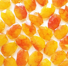 Juicy Nectarine Watercolor Large Beads - Reds Oranges Yellow - Faceted Nugget Bead - FLAT RATE SHIPPING 34mmx24mm