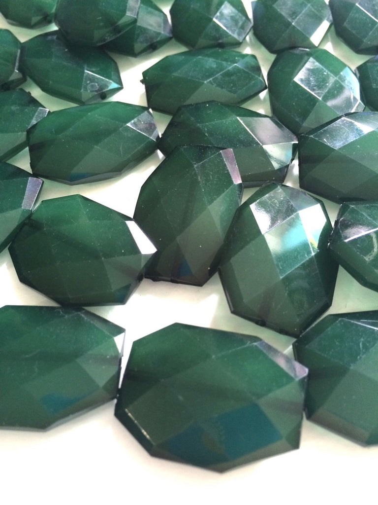 Forest Green 35x24mm large slab faceted bracelet necklace bangle emerald dark - Swoon & Shimmer - 1