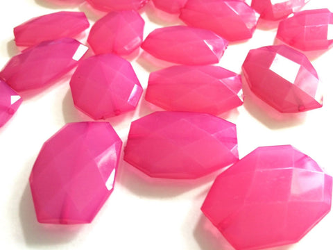 Dark Pink 35x24mm large slab faceted acrylic bracelet new necklace bangle 35mm - Swoon & Shimmer - 1