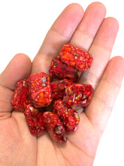 Freckled RED Beads - Octogon 24x16mm Large faceted acrylic nugget beads for bangle or jewelry making - Swoon & Shimmer - 2
