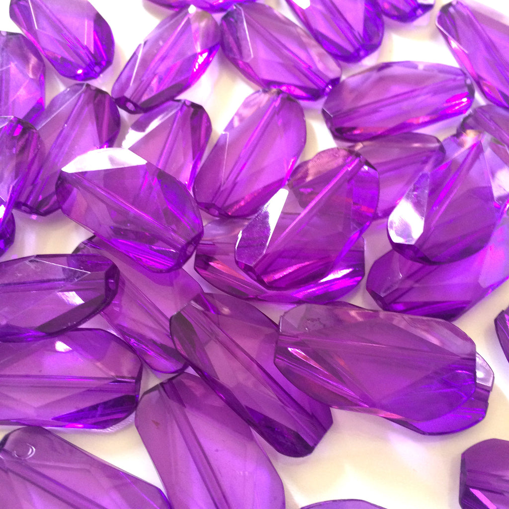 Large PURPLE Gem Stone Beads - Acrylic Beads that look like stained glass for Jewelry Making-Necklaces, Bracelets, or Earrings! 45x25mm Stone - Swoon & Shimmer - 1