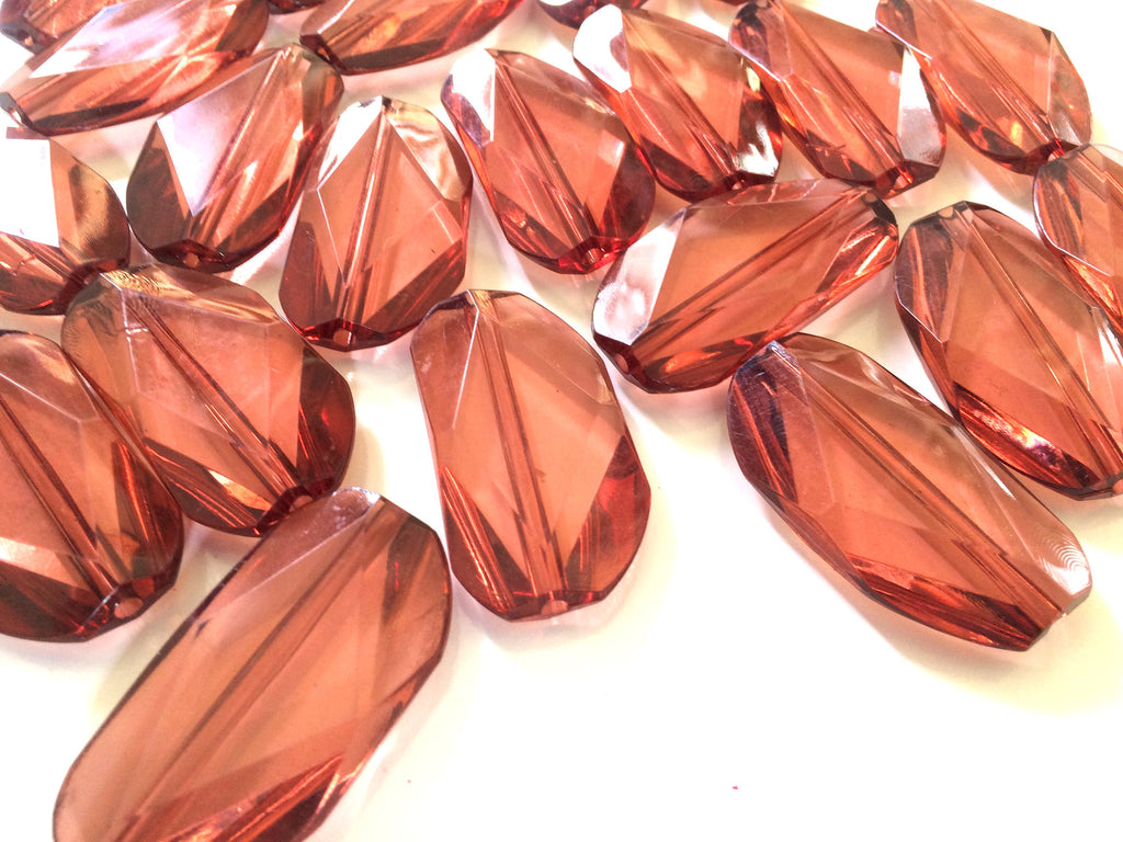 Large ROSE GOLD Gem Stone Beads - Acrylic Beads that look like stained glass for Jewelry Making-Necklaces, Bracelets, or Earrings! 45x25mm Stone - Swoon & Shimmer - 1