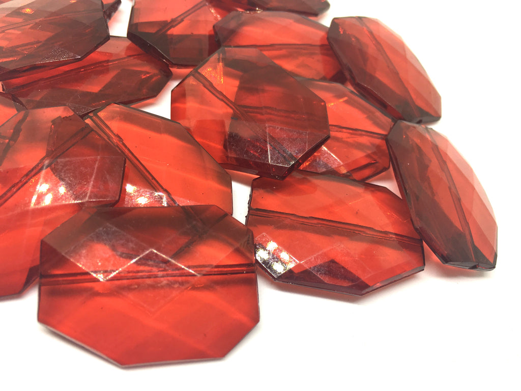 DARK RED Faceted 39mm acrylic beads - chunky craft supplies for wire bangle or jewelry making
