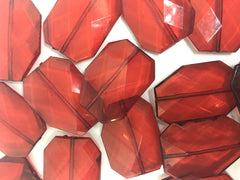 DARK RED Faceted 39mm acrylic beads - chunky craft supplies for wire bangle or jewelry making