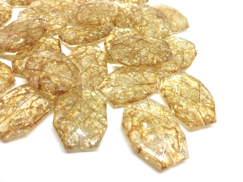 Champagne Dinosaur Egg Clear Faceted 35mm acrylic beads - chunky craft supplies for wire bangle or jewelry making
