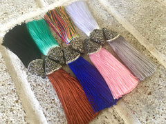 Long Bejeweled Silk Tassels, tassel earrings, Bejeweled Tassels, 3.25 Inch 85mm Tassel, tassel jewelry, tassel necklace, colorful tassels