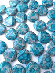Freckled TURQUOISE BLUE Beads - Circular 26x26mm Large faceted acrylic nugget beads for bangle or jewelry making - Swoon & Shimmer - 4