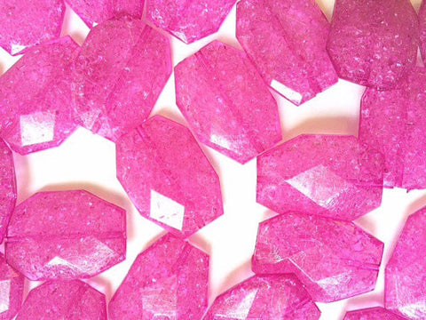 Hot Pink Dinosaur Egg Clear Faceted 35mm acrylic beads - chunky craft supplies for wire bangle or jewelry making