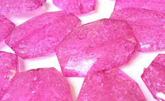 Hot Pink Dinosaur Egg Clear Faceted 35mm acrylic beads - chunky craft supplies for wire bangle or jewelry making