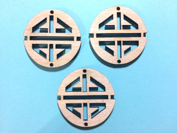 Laser Cut Wood Decorative Circle Shapes - ideal for wire bangle bracelets and jewelry making