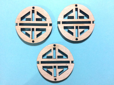 Laser Cut Wood Decorative Circle Shapes - ideal for wire bangle bracelets and jewelry making