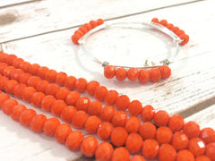 6mm Matte Orange Glass Crystals - Set of 18 Beads for Wire Bangle Bracelet - Bright Orange Faceted Beads - Swoon & Shimmer - 1