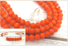 6mm Matte Orange Glass Crystals - Set of 18 Beads for Wire Bangle Bracelet - Bright Orange Faceted Beads - Swoon & Shimmer - 2