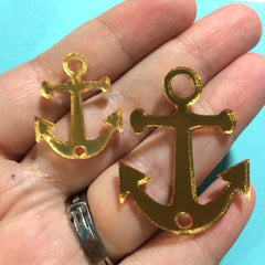 Gold anchor 2 Holes jewelry making, wire bangle bracelet, acrylic blanks, handmade beads, necklace earrings, anchor jewelry, anchor bangle