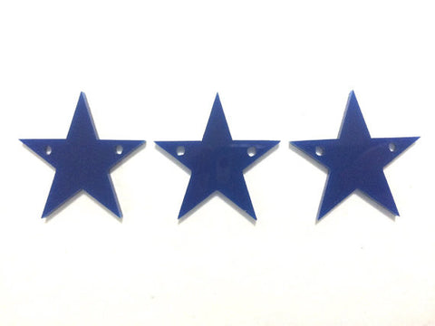 4th of July Blue Acrylic Stars with 2 holes for Bangle Bracelet - 37mm Stars - Wire Bangle Jewelry Making - Independence Day America