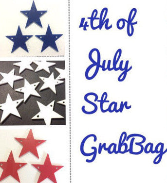 4th of July Grab Bag - Sets of 3 - Acrylic 37mm Stars in Red, White, and Blue - Acrylic blanks - America Independance Day