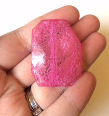 XL Hot Pink Dinosaur Egg 39mm big acrylic beads - magenta chunky craft supplies for wire bangle or jewelry making necklace