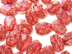 Red Dinosaur Egg Clear Faceted 35mm acrylic beads - chunky craft supplies for wire bangle or jewelry making