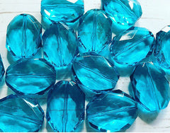 31x24mm TEAL Faceted Slab Nugget Beads, Beads for Bangle Making or Jewelry Making, transparent beads, chunky beads, statement beads