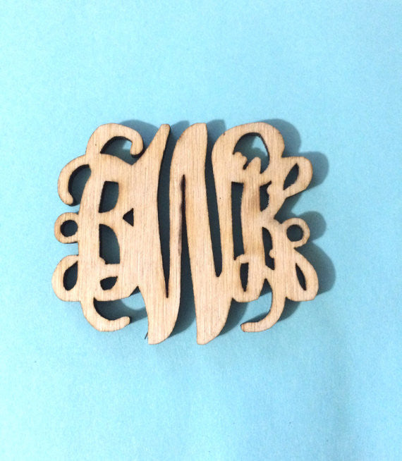Monogram 2 Hole Acrylic Script Plaques, Silver or Gold Necklace, Natural Wood, Personalized Bracelet Necklace Jewelry, Personalized Gift