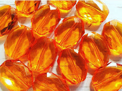 31x24mm ORANGE Faceted Slab Nugget Beads, Beads for Bangle Making or Jewelry Making, transparent beads, chunky beads, statement beads