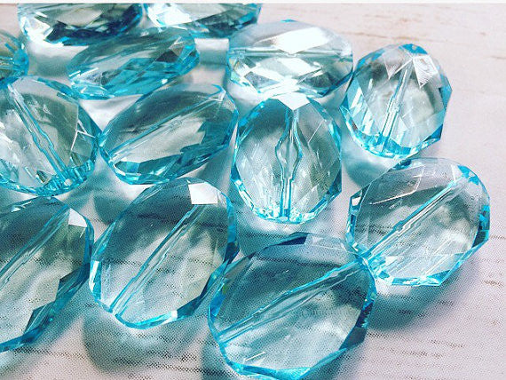 31x24mm LIGHT BLUE Faceted Slab Nugget Beads, Beads for Bangle Making or Jewelry Making, transparent beads, chunky beads, statement beads