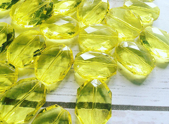 31x24mm YELLOW Faceted Slab Nugget Beads, Beads for Bangle Making or Jewelry Making, transparent beads, chunky beads, statement beads