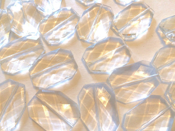 XL CLEAR faceted beads, acrylic beads jewelry making, 39mm , chunky transparent beads, translucent beads, wire bangles or bracelet