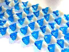 Glass Leaf Bead, Blue Bead, White Bead, Blue & White bead, fall bead, glass beads, bangle beads, blue glass beads, white glass, 31x22mm