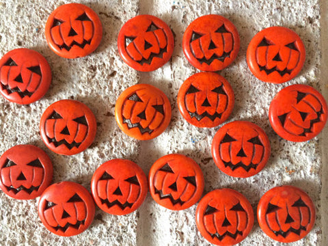 Halloween beads, pumpkin beads, jack o lantern beads, halloween jewelry big orange beads, chunky craft supplies for wire bangle or jewelry