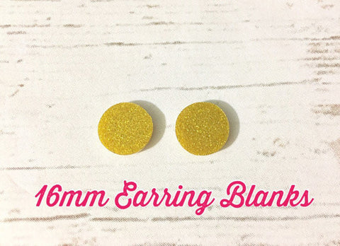 Acrylic Earring Blanks, Gold Glitter Acrylic, 16mm earring circles, monogram jewelry, monogram earrings, acrylic blanks, circular earrings, acrylic circles cut