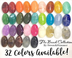 Cream Beads, 32mm Oval Gemstone Beads, The acrylic chunky craft supplies for wire bangle or jewelry making, statement necklace, round colorful beads, The Beach Collection,
