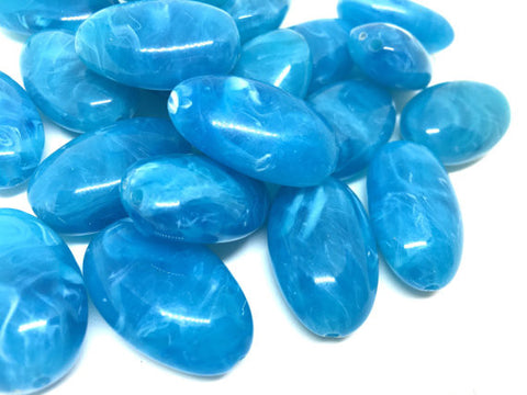 Caribbean Blue Beads, Blue Beads, 32mm Oval Gemstone Beads, The acrylic chunky craft supplies for wire bangle or jewelry making, statement necklace, round colorful beads, The Beach Collection,