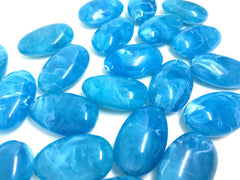 Caribbean Blue Beads, Blue Beads, 32mm Oval Gemstone Beads, The acrylic chunky craft supplies for wire bangle or jewelry making, statement necklace, round colorful beads, The Beach Collection,