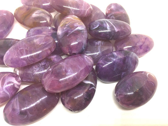 Purple Beads, 32mm Oval Gemstone Beads, The acrylic chunky craft supplies for wire bangle or jewelry making, statement necklace, round colorful beads, The Beach Collection,