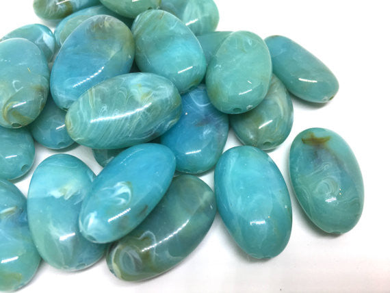 Seafoam Beads, Green Beads, 32mm Oval Gemstone Beads, The acrylic chunky craft supplies for wire bangle or jewelry making, statement necklace, round colorful beads, The Beach Collection,