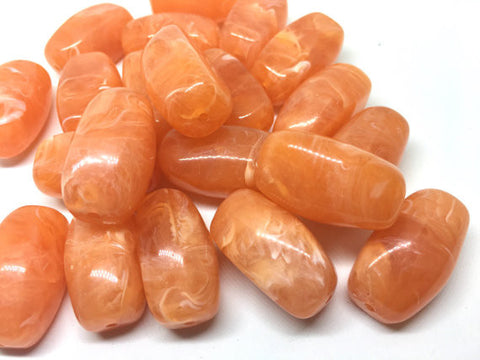 Orange Beads, Creamsicle, 32mm Log Gemstone Beads, THE TREASURE COLLECTION, The acrylic chunky craft supplies for wire bangle or jewelry making, statement necklace, round colorful beads