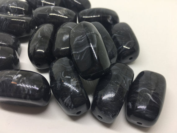 Black Beads, 32mm Log Gemstone Beads, THE TREASURE COLLECTION, The acrylic chunky craft supplies for wire bangle or jewelry making, statement necklace, round colorful beads