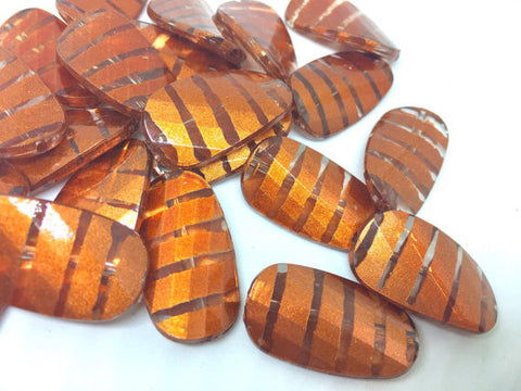 Orange Beads, Striped Beads, 30mm Beads, big acrylic beads, bracelet necklace, jewelry making, acrylic bangle bead, burnt orange tiger jewel