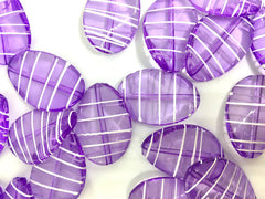 Light PURPLE Beads, striped beads, oval 36mm Large colorful acrylic beads, bangle or jewelry making, Lavender Lilac beads, purple necklace, purple bracelet