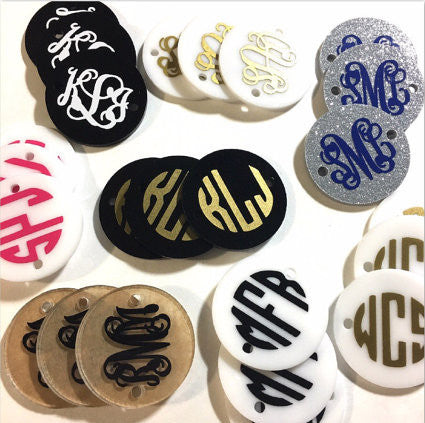 Monogram Disc Beads - 3 Letter Circle Monogram - Pick your Disc Color AND font color! - 1.25 Inch Beads for Bangle Making