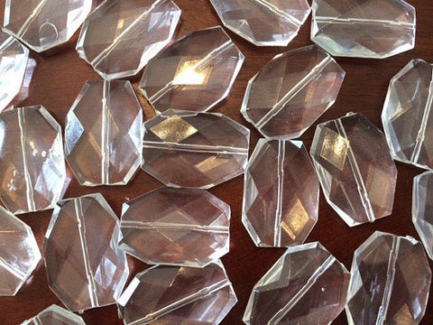 Clear 35mm acrylic beads, translucent beads, faceted beads, bangle beads, chunky craft supplies for wire bangle or jewelry making