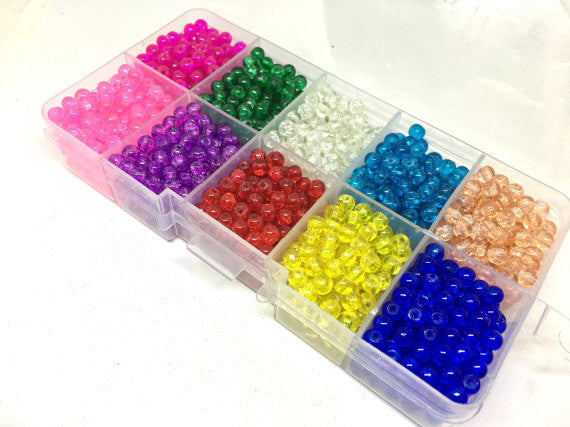 Jewel Tones Bead Kit, 10 color glass bead set, 8mm jelly beads, bead  organizer, bead box, bangle beads, jewelry making, rainbow beads