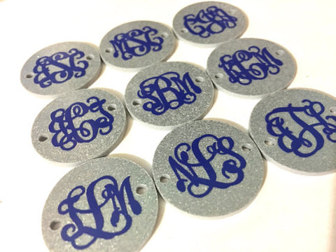 Monogram Disc Beads - 3 Letter Circle Monogram - Pick your Disc Color AND font color! - 1.25 Inch Beads for Bangle Making