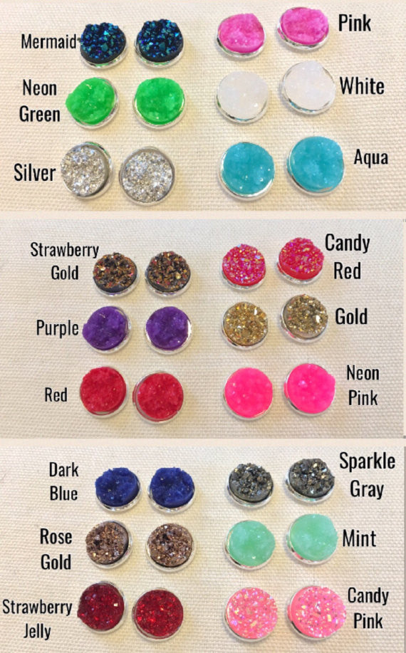 DIY Earrings, Druzy Connector Beads, Colorful Druzy Beads, gold or