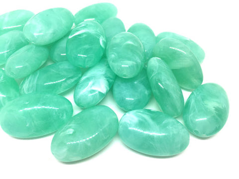 Mint Beads, Green Beads, 32mm Oval Gemstone Beads, The acrylic chunky craft supplies for wire bangle or jewelry making, statement necklace, round colorful beads, The Beach Collection,