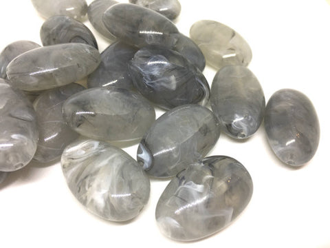 Gray Beads, 32mm Oval Gemstone Beads, The acrylic chunky craft supplies for wire bangle or jewelry making, statement necklace, round colorful beads, The Beach Collection,