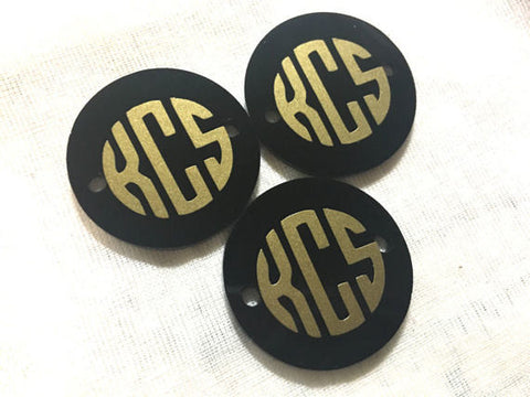 Monogram Jewelry, Monogram Disc Beads - 3 Letter Circle Monogram - Pick your Disc Color AND font color, 1.25 Inch Beads, Bangle Making